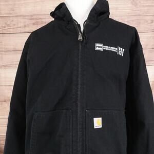 Carhartt Jacket Mens 3XL Black J130 Loose Fit Hooded Quilted Lined Workwear